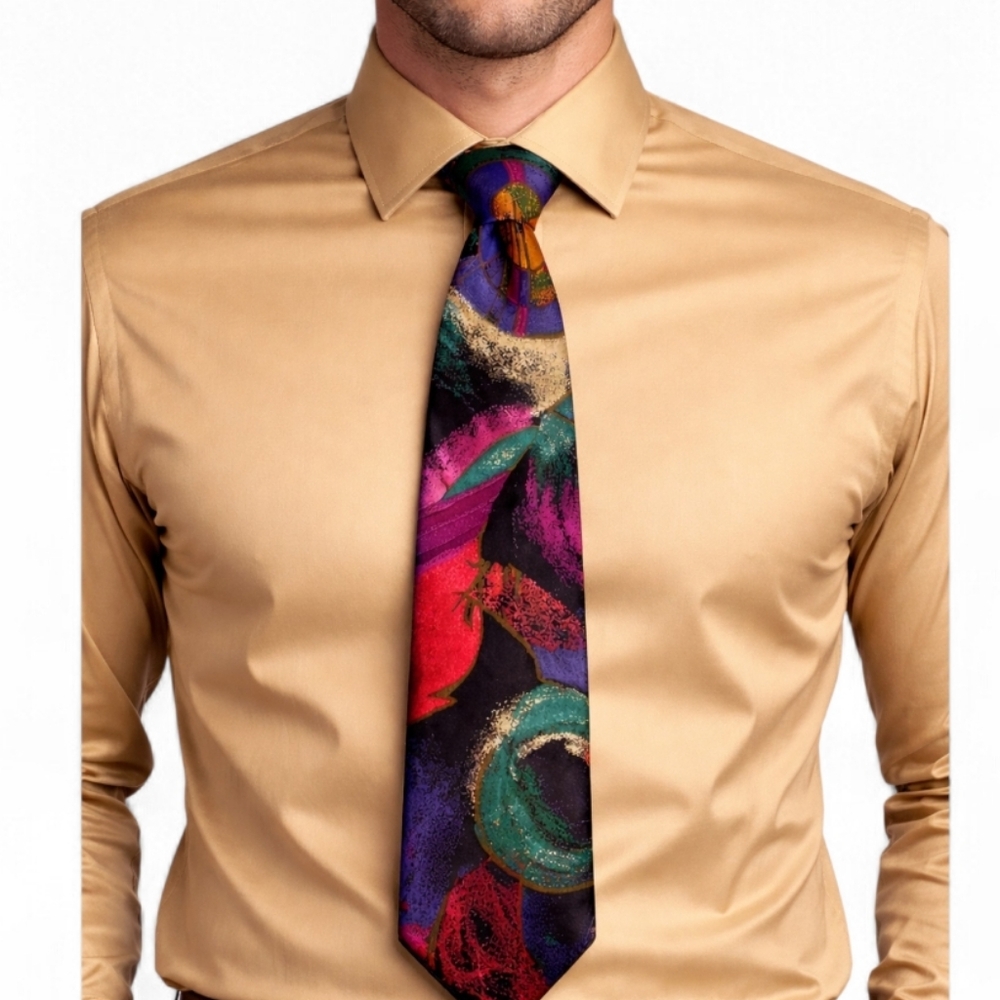 Prince Gino Italian Silk Tie Abstract Multicolor 58”